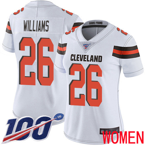 Cleveland Browns Greedy Williams Women White Limited Jersey #26 NFL Football Road 100th Season Vapor Untouchable->women nfl jersey->Women Jersey